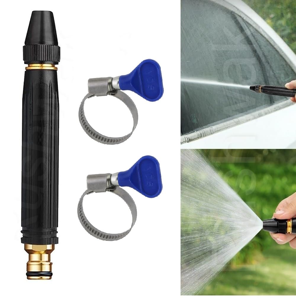 Water Spray Gun For Car Wash Bike Washing Gun For 1/2" Hose Pipe High Pressure Water Gun Nozzle Adjustable Car Washer Gun Brass Jet Water Spray Nozzle For Garden&Window,10X2 Cm