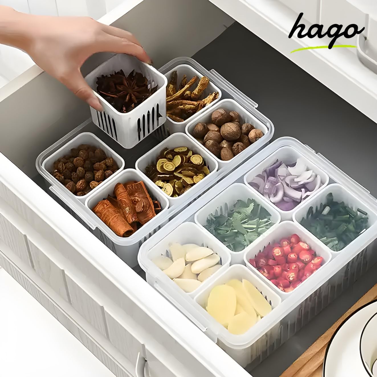 Fridge Storage Boxes Freezer Storage Containers, Container for Kitchen Storage Set, Storage in Kitchen, Vegetable Storage, Draining Crisper Refrigerator Food Box