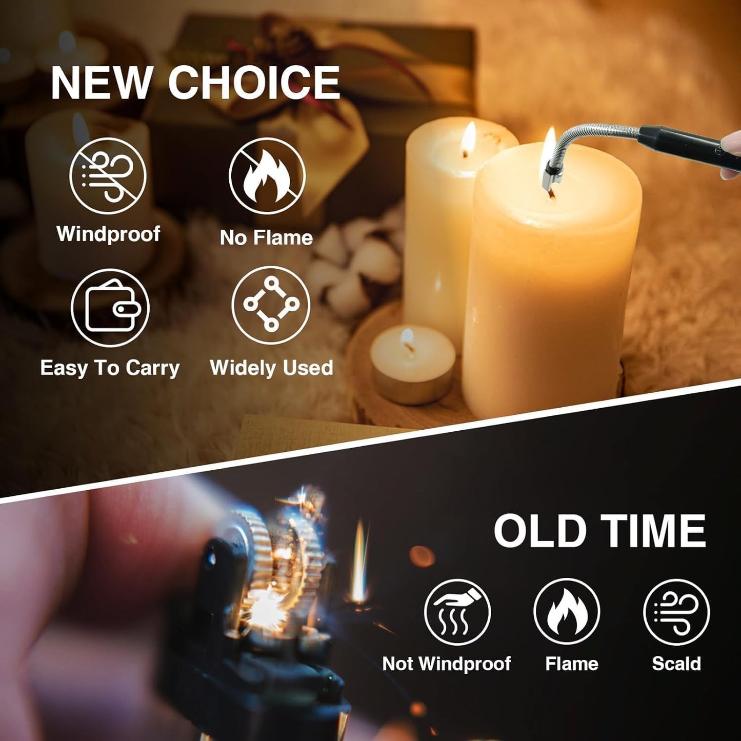 USB Plasma Rechargeable Electric Gas Lighter for Kitchen, Pooja Room, Candles, BBQ, Multi Purpose - 360 Degree Flexible & Windproof