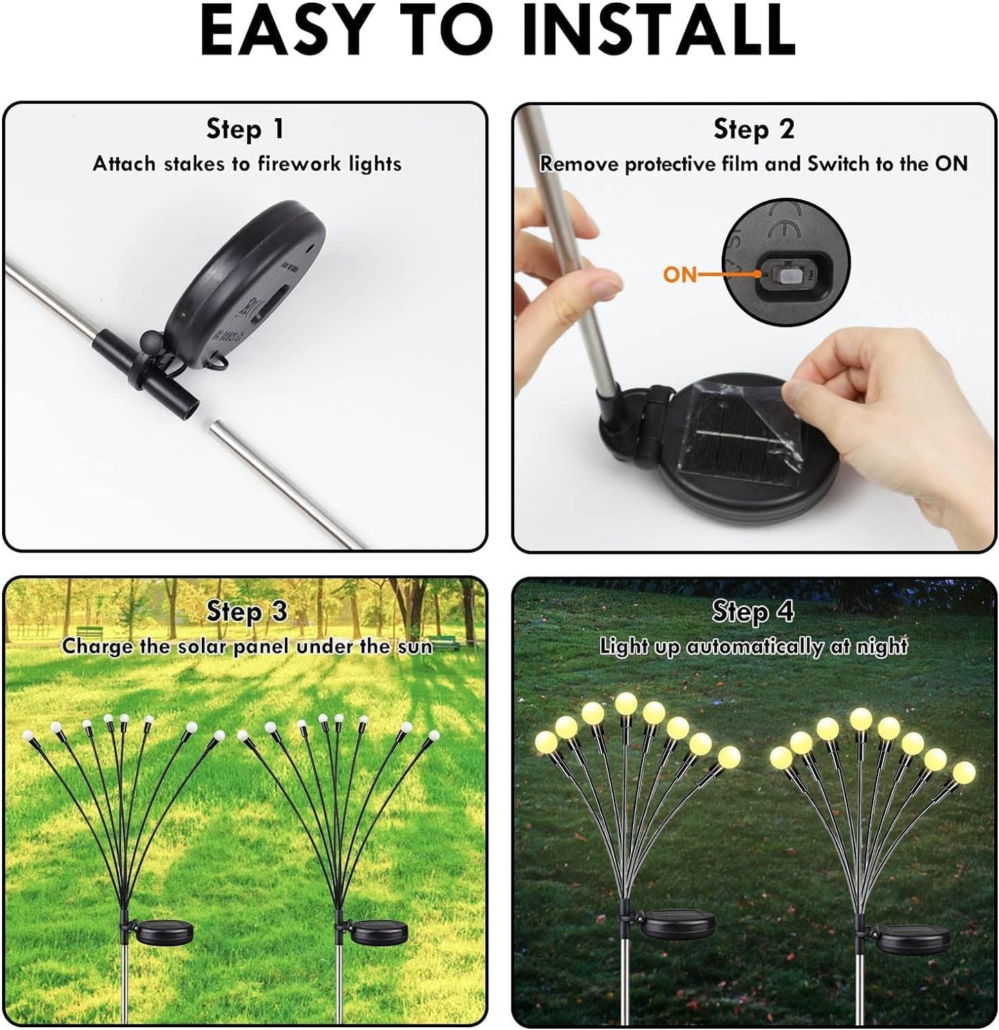 8 LED Solar Garden Light Sway By Wind Waterproof Outdoor Decoration Night Light Yard Patio Pathway Garden/Balcony/Terrace Plant Decoration